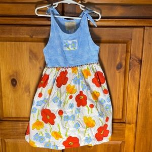 Vintage Psketti Floral and Striped Girls Sundress Dress